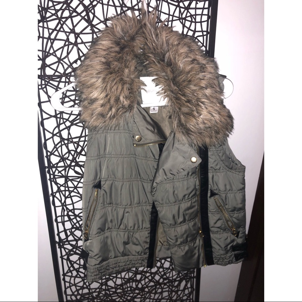 Olive Fur Vest
